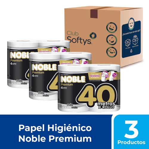3 Paquetes de Papel Higiénico Noble Premium Doble Hoja 4
