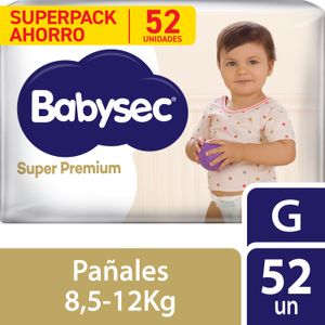 Pañal Bebé Babysec Super Premium 52 un G