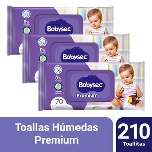 Pack 3 Paquetes de Toallas Húmedas Babysec Premium 70 un