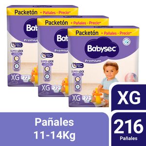 Pack 03 Pañal Babysec Packetón Premium Talla XG 72 un