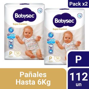 Pack 02 Pañal Babysec Super Premium Talla P 56 un