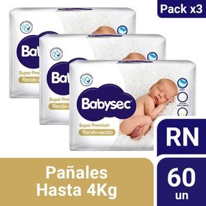 Pack 03 Pañal Babysec Recien nacido 20 un