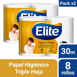 Pack 02 Papel Higiénico Elite Triple Cuidado 4 un 30 mts