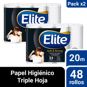 Pack 02 Papel Higiénico Elite Soft & Strong 24 un 20 mts