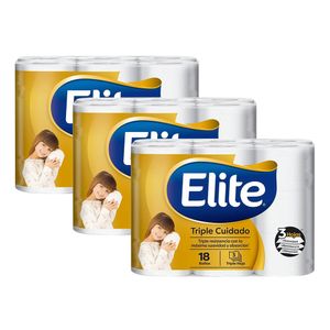 Pack 03 Papel Higiénico Elite Triple Cuidado 18 un 30 mts