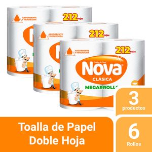 Pack 03 Papel Toalla Nova Clásico Megarollo 2 un
