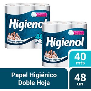 Pack 02 Papel Higiénico Higienol Tecnología Panal 24 un 40 mts