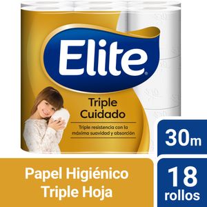 Papel Higiénico Elite Triple Cuidado 18 un 30 mts