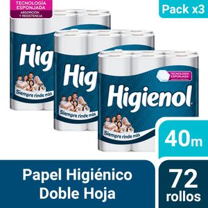 Pack 03 Papel Higiénico Higienol Tecnología Panal 24 un 40 mts