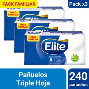 Pack 03 Pañuelos Desechables Elite Aloe Vera Pack 10 Regular 8 un