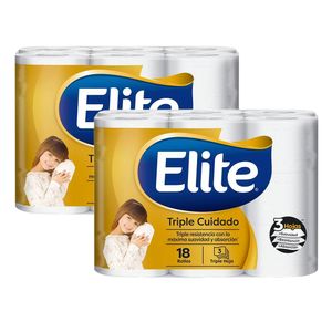 Pack 02 Papel Higiénico Elite Triple Cuidado 18 un 30 mts