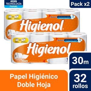 Pack 02 Papel Higiénico Higienol 16 un 30 mts
