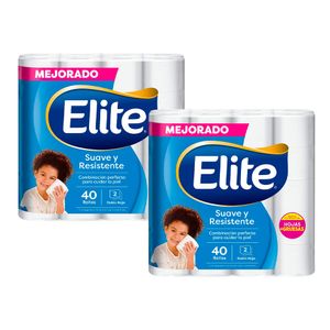 Pack 02 Papel Higiénico Elite Suave y Resistente 40 un 20 mts