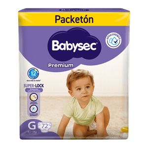 Pañal Babysec Packetón Premium Talla G 72 un