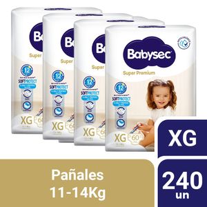 Pack 04 Pañal Babysec Packetón Super Premium Talla XG 60 un