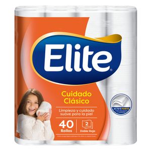 Papel Higiénico Elite Cuidado Clásico 40 un 15 mts
