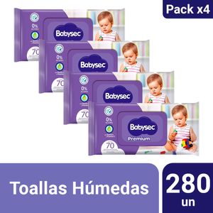 Pack 04 Toallas Húmedas Babysec Premium 70 un