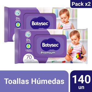 Pack 02 Toallas Húmedas Babysec Premium 70 un