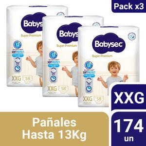 Pack 03 Pañal Babysec Packetón Super Premium Talla XXG 58 un