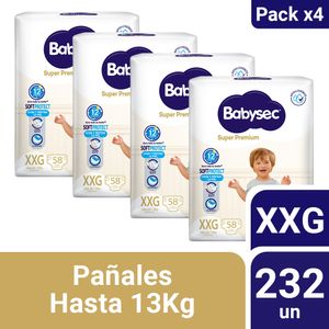 Pack 04 Pañal Babysec Packetón Super Premium Talla XXG 58 un