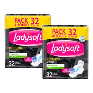 Pack 02 Toallas Femeninas Ladysoft Nocturna Tela 32 un
