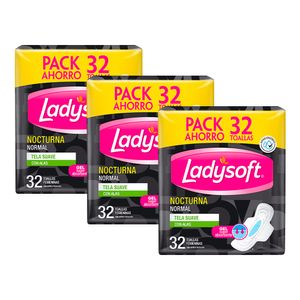 Pack 03 Toallas Femeninas Ladysoft Nocturna Tela 32 un