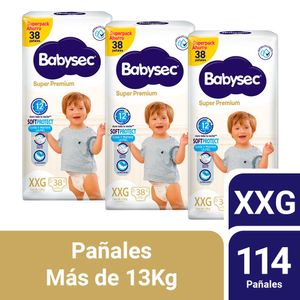 Pack 03 Pañal Babysec Super Premium Talla XXG 38 un