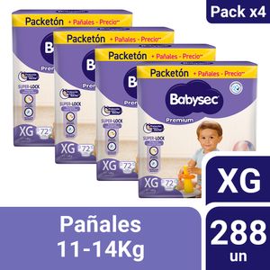 Pack 04 Pañal Babysec Packetón Premium Talla XG 72 un