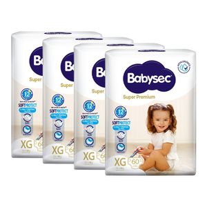 Pack 04 Pañal Babysec Packetón Super Premium Talla XG 60 un