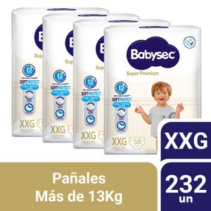 Pack 04 Pañal Babysec Packetón Super Premium Talla XXG 58 un