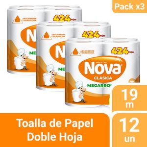 Pack 03 Papel Toalla Nova Clásico 4 un