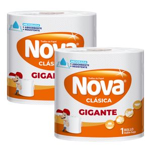 Pack 02 Papel Toalla Nova Gigante Doble Hoja 1 un 70 mts