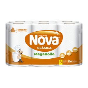 Papel Toalla Nova Clásico Megarollo 6 un
