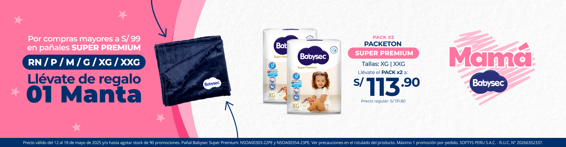 Pañales Babysec Super Premium
